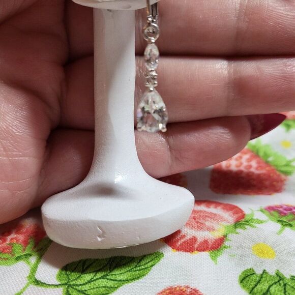 White Topaz Sterling Silver Drop Earrings - Picture 4 of 7
